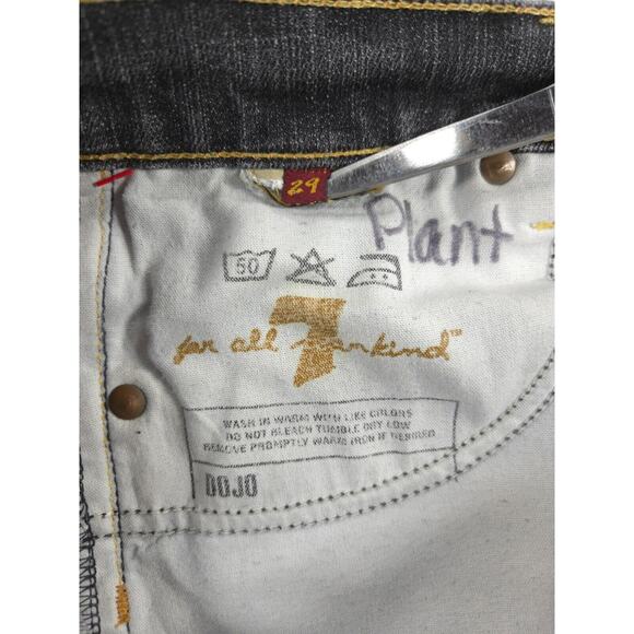 7 For All Mankind Dojo Button Zip Denim Medium Wash Jeans Womens Size 28 Black - Picture 8 of 9